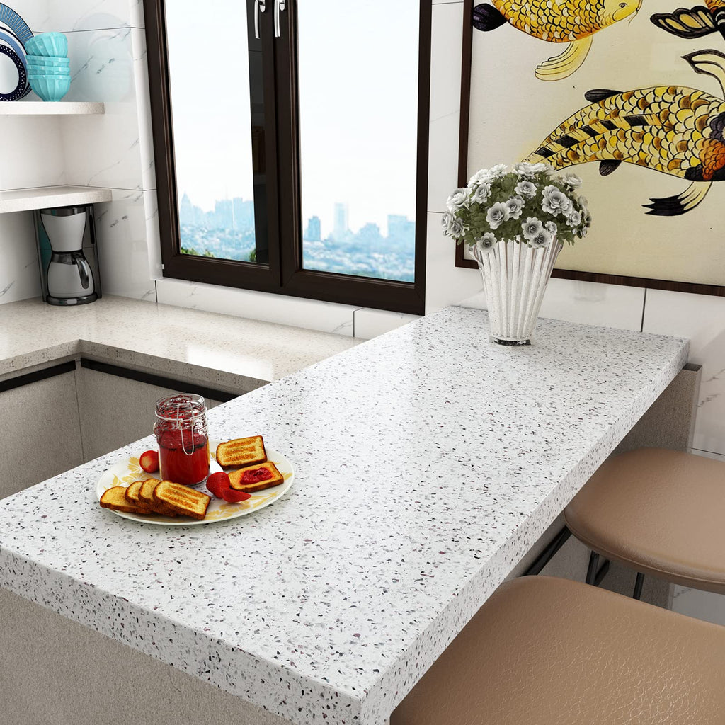 VEELIKE 15.7''x118'' Granite Contact Paper for Countertops Waterproof Self Adhesive Granite Wallpaper Peel and Stick Countertops for Kitchen Bathroom Counter Top Removable Decorative Vinyl Film