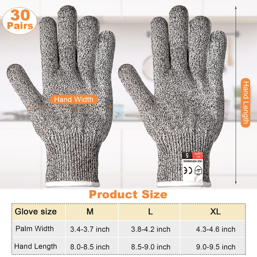 Xuhal 12 Pairs Cut Resistant Gloves Level 5 Protection Cutting Safety Kitchen Anti Cut Gloves for Kitchen (M)