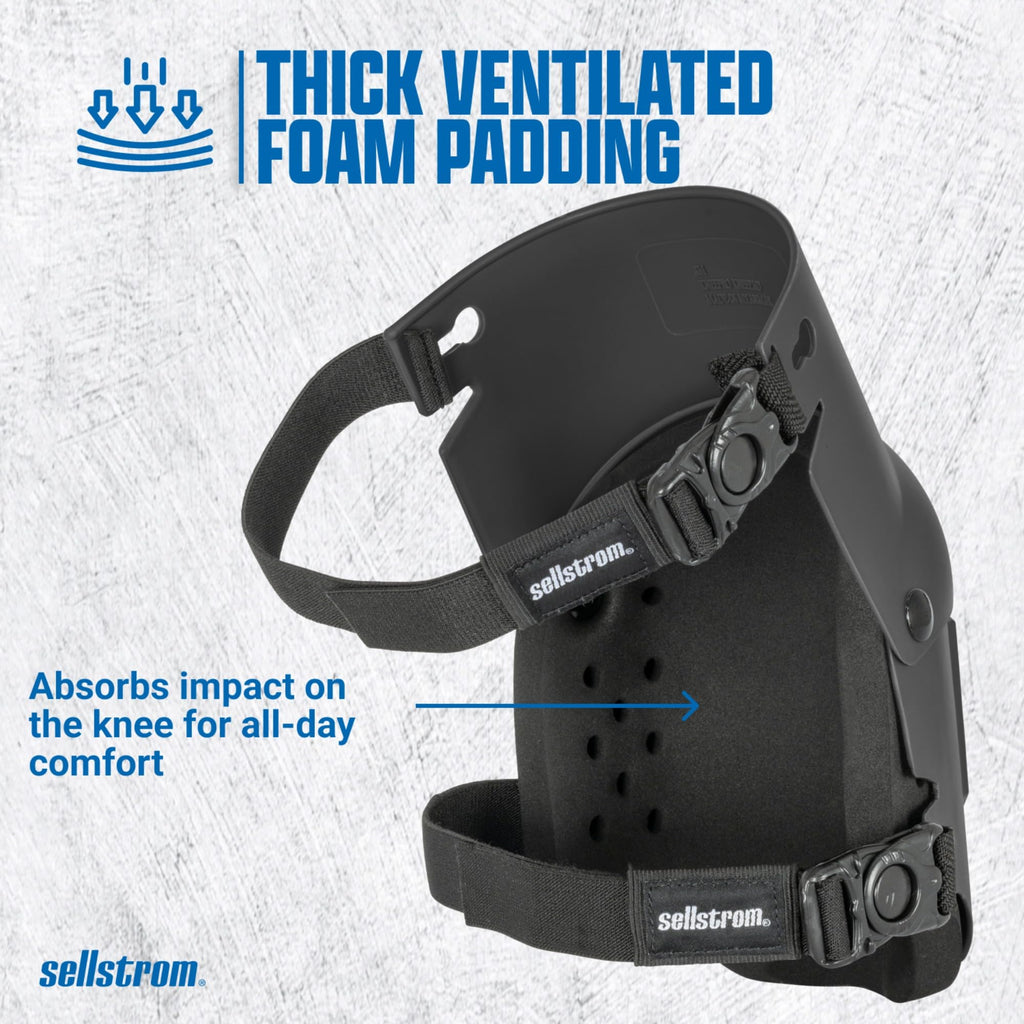Sellstrom Rodilleras profesionales Ultra Flex III KneePro para hombres y mujeres con amortiguación de espuma de triple capa, carcasa exterior de servicio pesado, clips de velocidad - para trabajos de