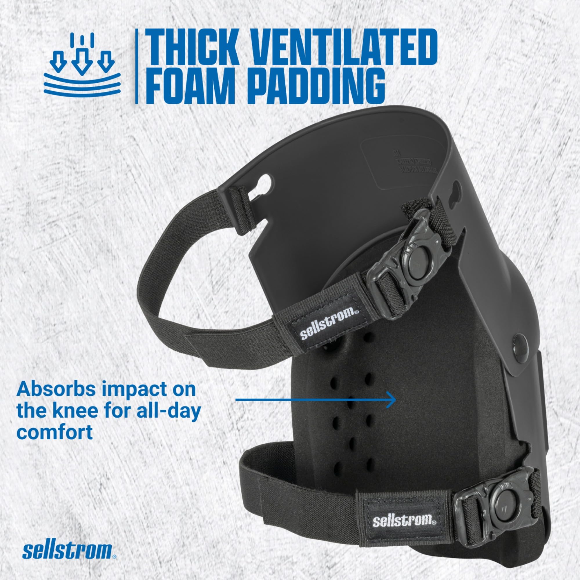 Sellstrom Rodilleras profesionales Ultra Flex III KneePro para hombres y mujeres con amortiguación de espuma de triple capa, carcasa exterior de servicio pesado, clips de velocidad - para trabajos de