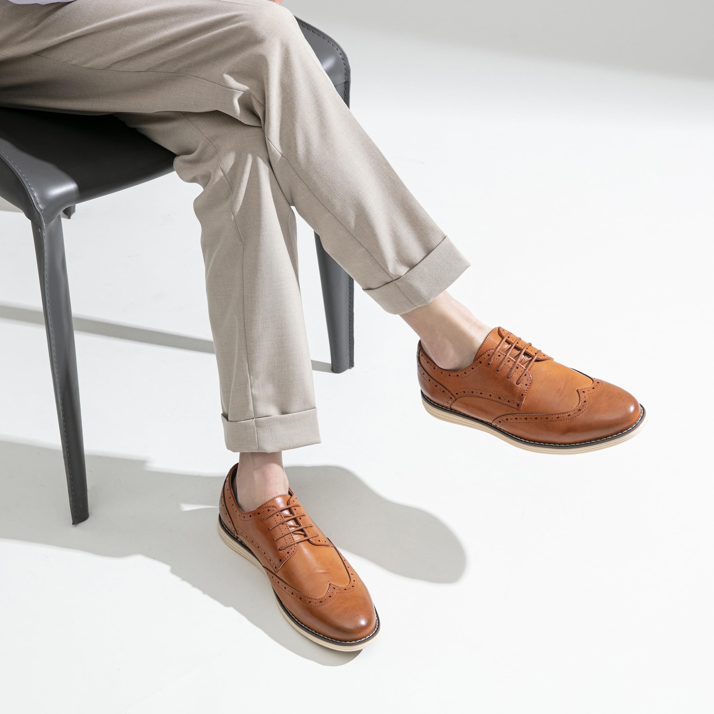 Vostey Mens Casual Dress Shoes Wingtip Plain Business Dress Shoes for Men
