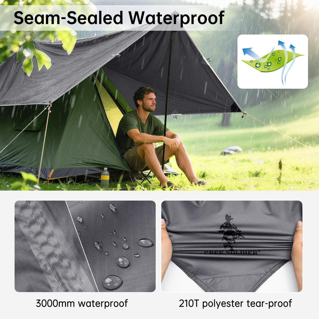 Free Soldier Waterproof Portable Tarp Multifunctional Outdoor Camping Traveling Awning Backpacking Tarp shelter Rain Tarp