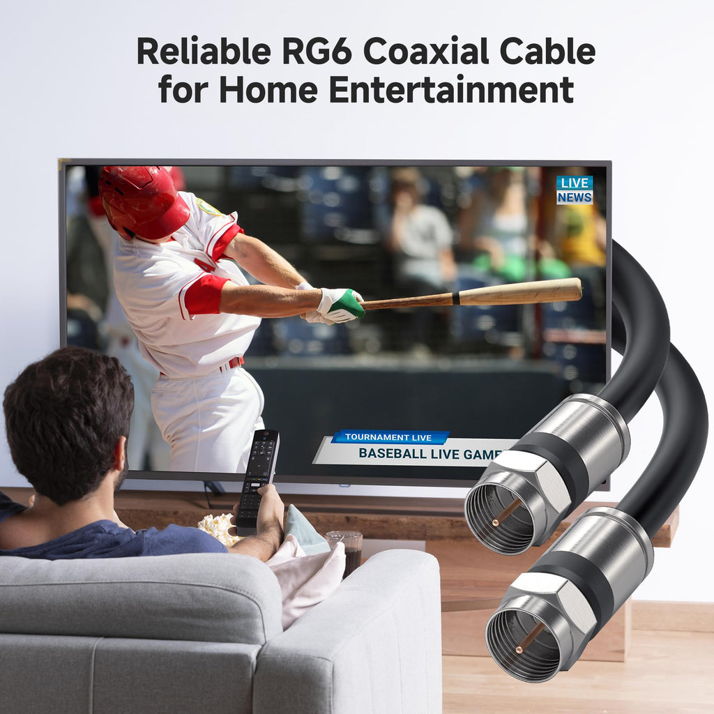Cable Matters Short RG6 Coaxial Cable - 1.5ft, [CL2 Rated for in-Wall Use](CM) Quad Shield Coaxial Cable, RG6 Coax Cord for TV, Digital Router, Satellite Receiver and More, Black