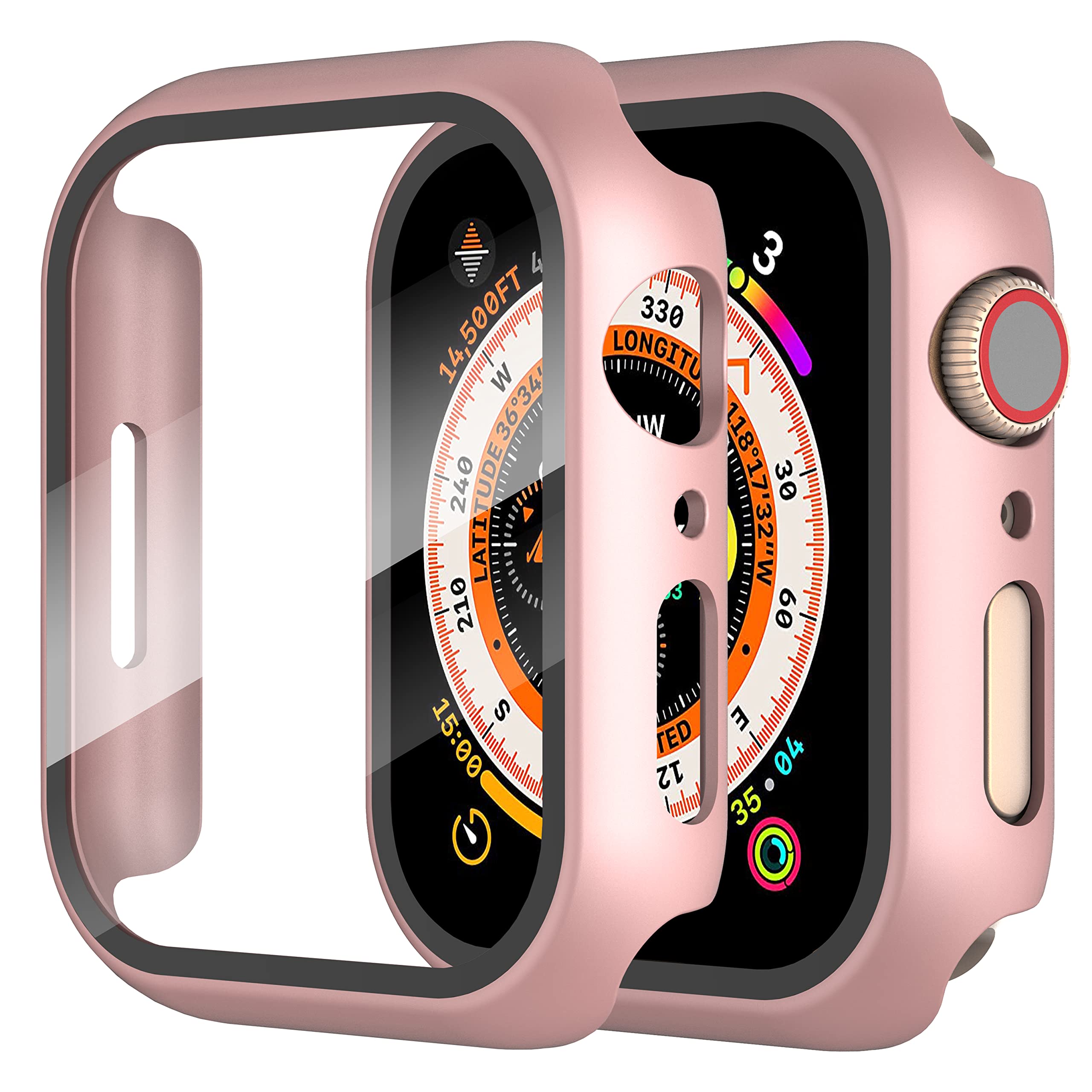 Diruite 2-Pack for Apple Watch Series 3/2/1 38mm Case, Ultra-Thin All-Around Tempered Glass Screen Protector Protection Cover for iWatch 38mm - Black