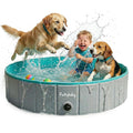 Foldable Dog Pool, Hard Plastic Kiddie Pool for Dogs, Collapsible Dog Pool with Rigid PP Core, Non-Slip PVC, Durable Pet Bath Tub for Indoor/Outdoor Backyard, 32" Green
