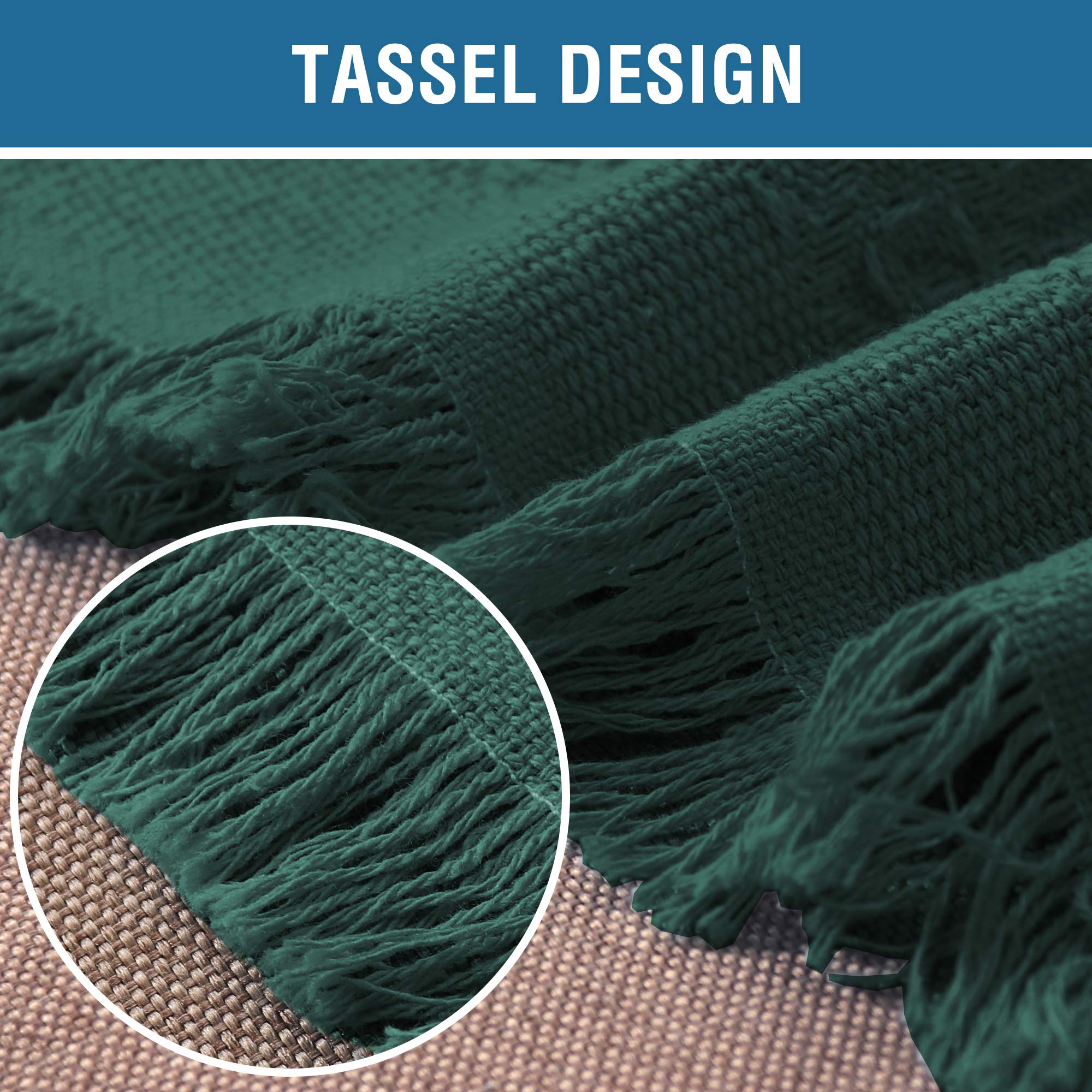 H.VERSAILTEX Cotton Sofa Covers Couch Cover Sofa Slipcover for Most Shape Sofas, Feature Thick Woven Jacquard Seamless with Tassels, Multi-Use Decorative for Couch (Medium: 71" x 91", Green)