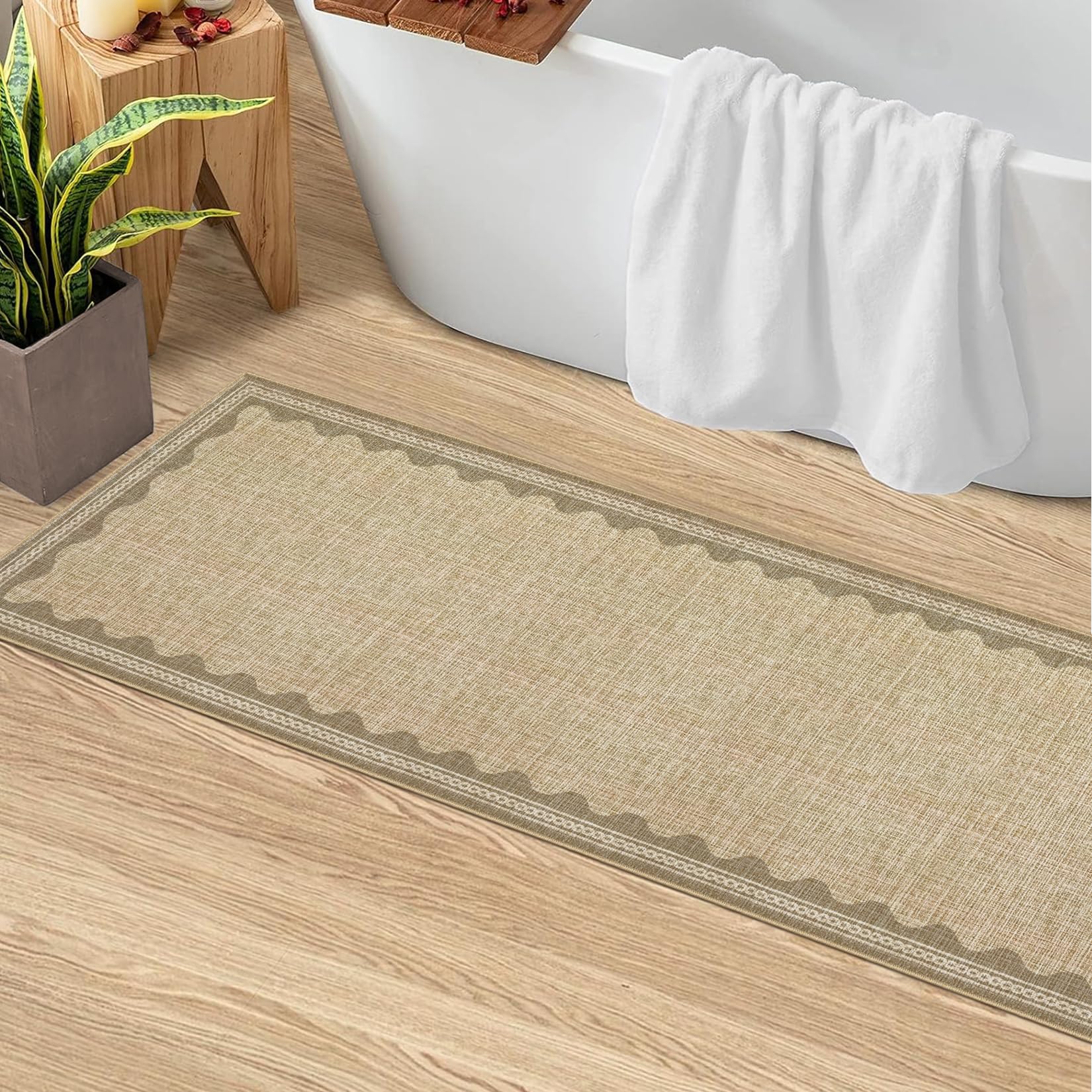 Scalloped Rug 2x3 Rugs for Entryway, Solid Blue Rugs Small Area Rug Non Slip Scalloped Bath Mat, Washable Front Door Mat Indoor Entrance,Soft Girls Nursery Dorm Carpet for Bedroom Kitchen