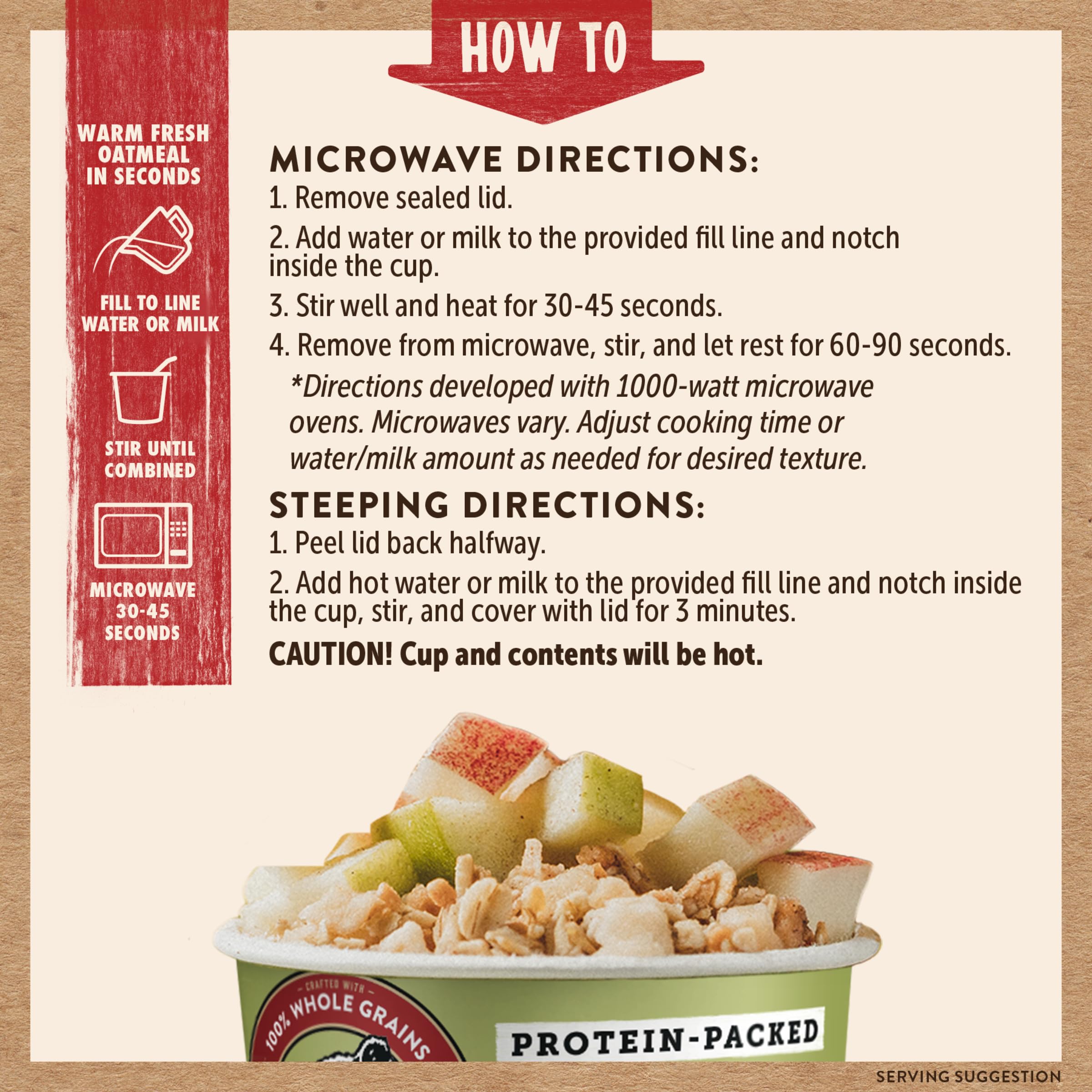 Kodiak Cakes Instant Protein Apple Cinnamon Oatmeal in a Cup, 2.12oz (Pack of 12)