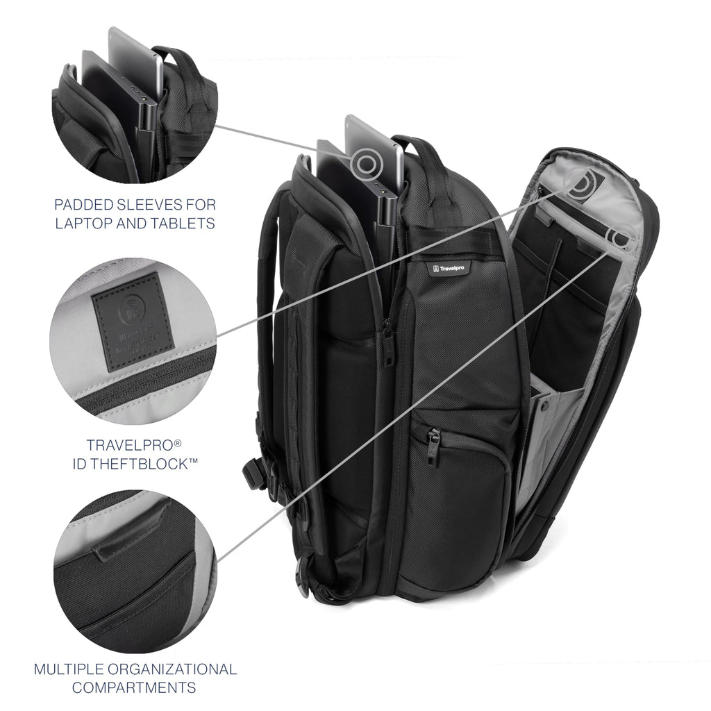Travelpro Altitude Large Expandable Travel Laptop Backpack 30-36L, 16 Inch Laptop, Water Resistant, Work, Business, Men and Women, Aviator Navy
