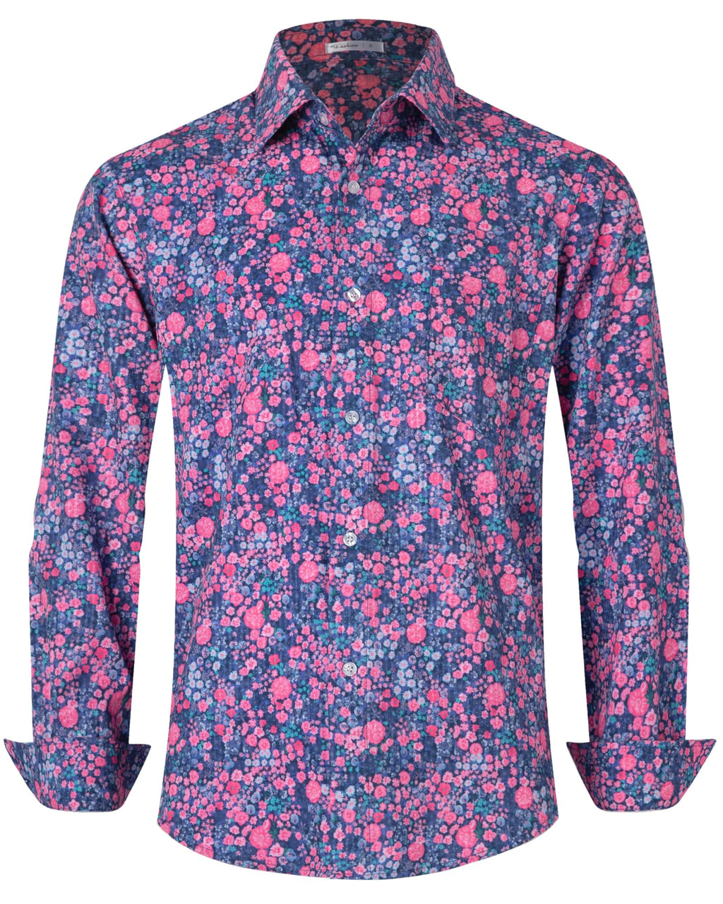 BOJIN Men's Dress Wrinkle-Free Floral Hawaiian Long Sleeve Flower Printed Casual Button Down Shirts with Pocket