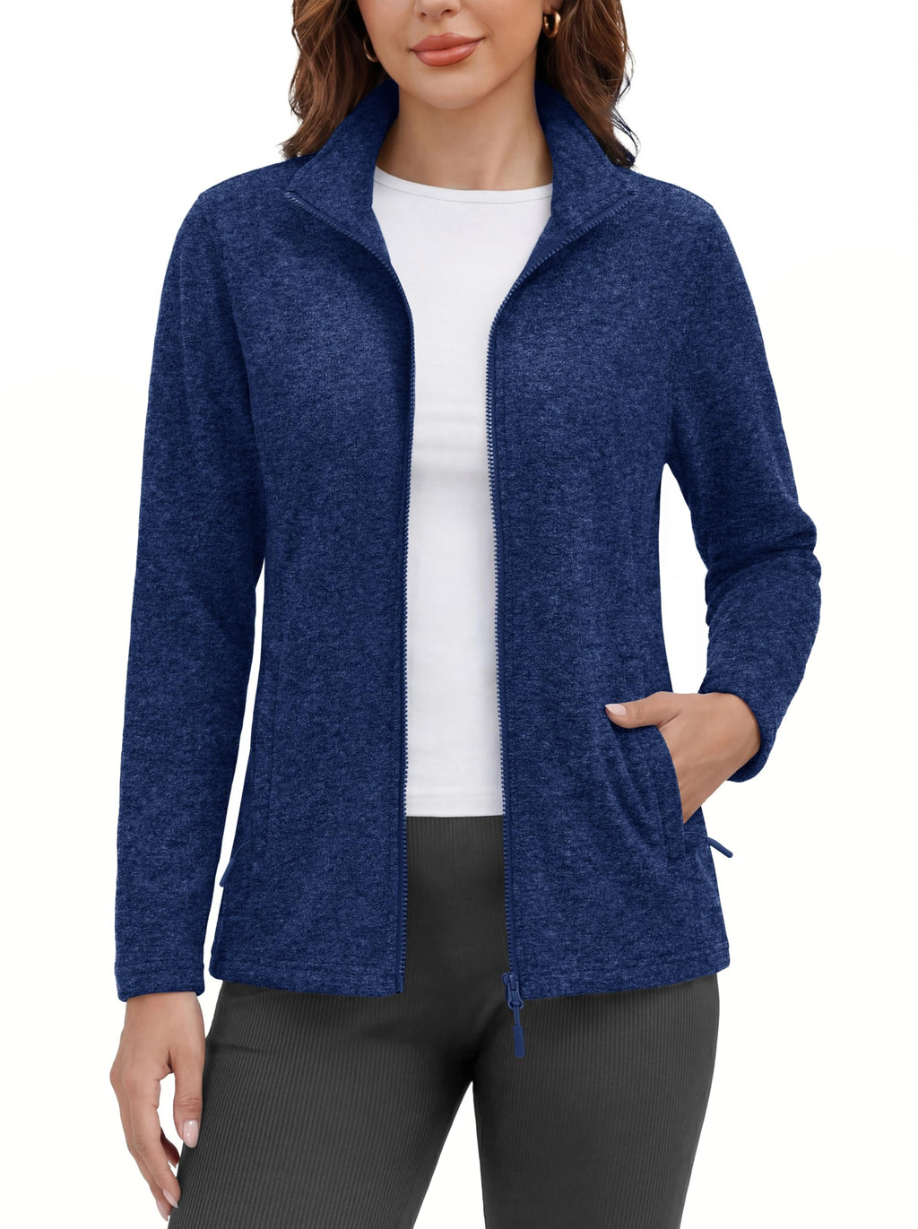 MAGCOMSEN Fleece Jacket Women Zip UP Lightweight Soft Polar Warm Winter Jackets for Women with Pockets Outdoor Hiking