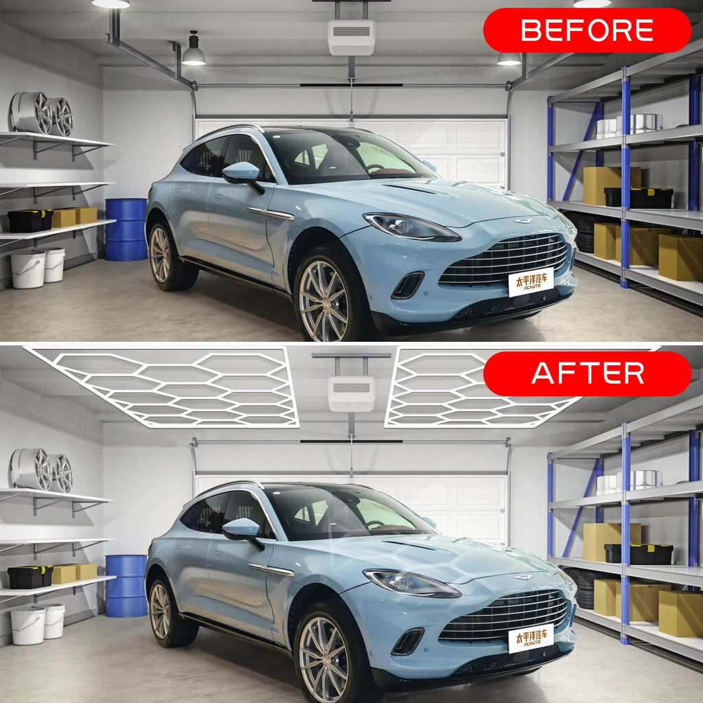 LZHOME LED Hexagon Garage Light: 12700LM Car Detailing Shop Light, DIY Splicing Ceiling & Wall Decor Lights, for Workshop Basement Gym Warehouse Bar Gaming Room