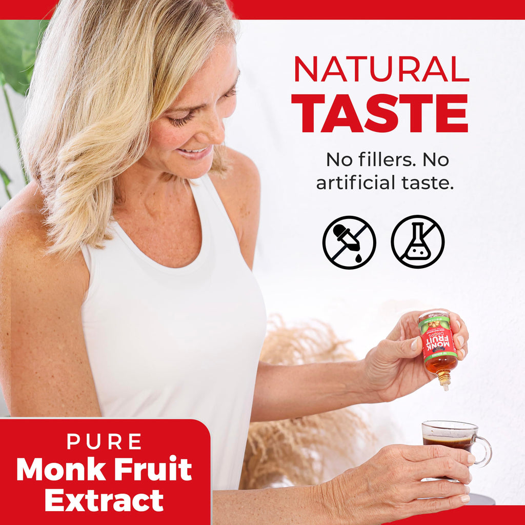 Monk Fruit Extract (6 Drops = 1 Tsp of Sugar) Zero Calories, Non-GMO, No Fillers - Liquid Monk Fruit Sweetener No Erythritol by Transparency Foods NEW FORMULA (1.7oz, 167 servings)