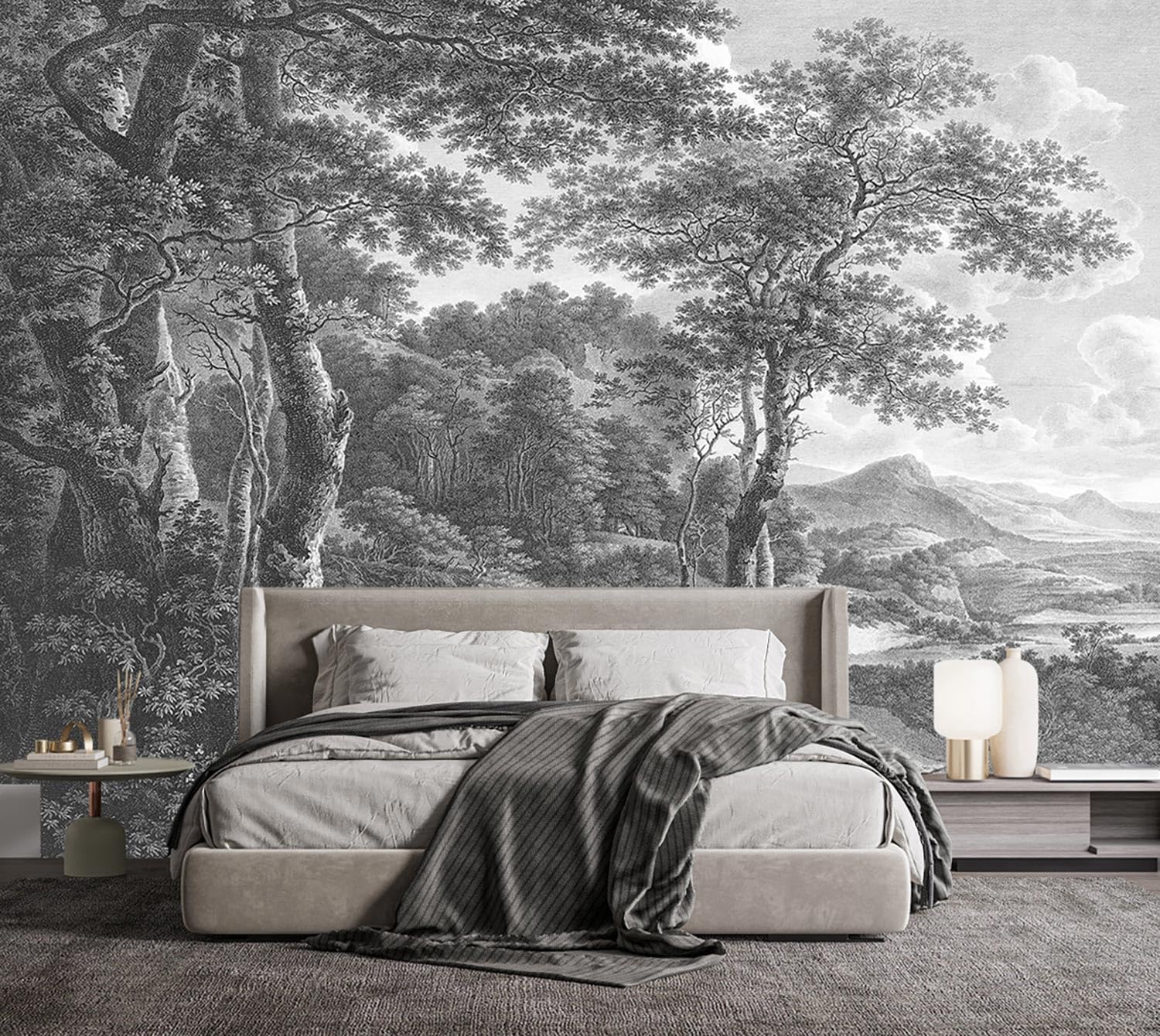 YQWDMX -Nursery Cartoon Woods Hand-Painted Animal Wallpaper Children's Room XT10 S 100" x 65"