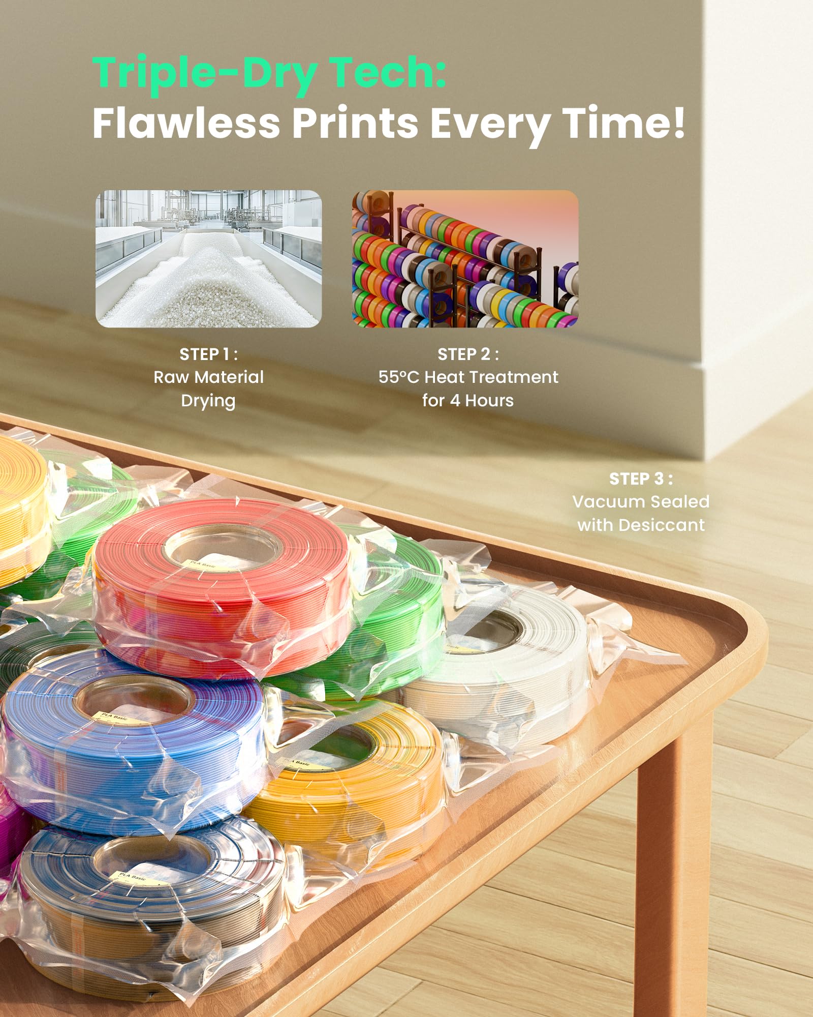 PLA Filament 1.75mm PLA 3D Printer Filament(Refill),10kg Refill for Reusable Spools(22lbs), Black+White+Ash Grey+Red+Yellow+Dark Blue+Green+Purple+Orange+Pink