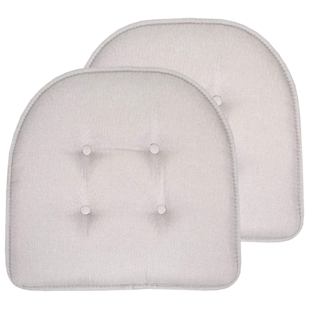 Sweet Home Collection Chair Cushion Memory Foam Pads Tufted Slip Non Skid Rubber Back U-Shaped 17" x 16" Seat Cover, 2 Count (Pack of 1), Black