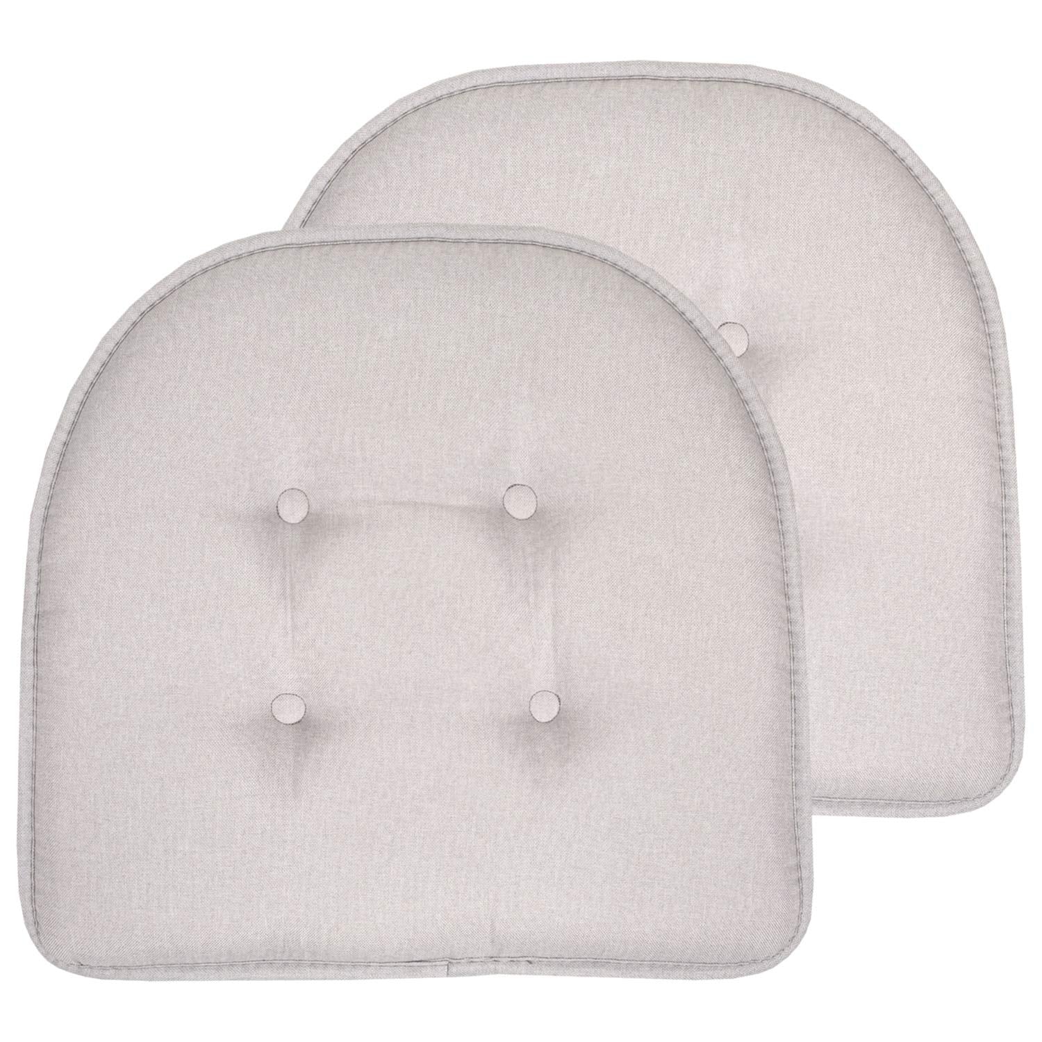 Sweet Home Collection Chair Cushion Memory Foam Pads Tufted Slip Non Skid Rubber Back U-Shaped 17" x 16" Seat Cover, 2 Count (Pack of 1), Black