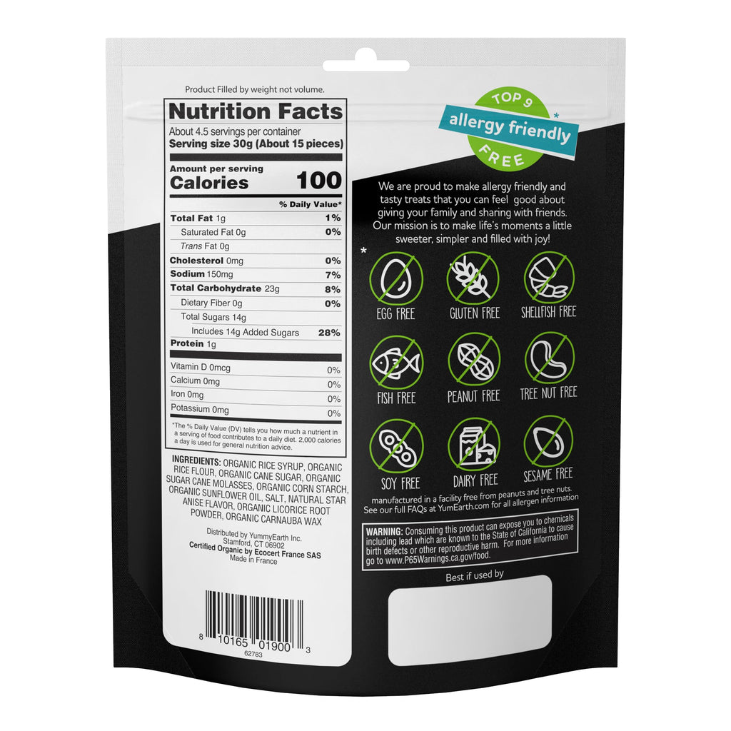YumEarth Organic Gluten Free Licorice Snack Packs - Allergy Friendly, Gluten Free, Non-GMO, Vegan, No Artificial Dyes - 5 Ounce (Pack of 6) (Black)