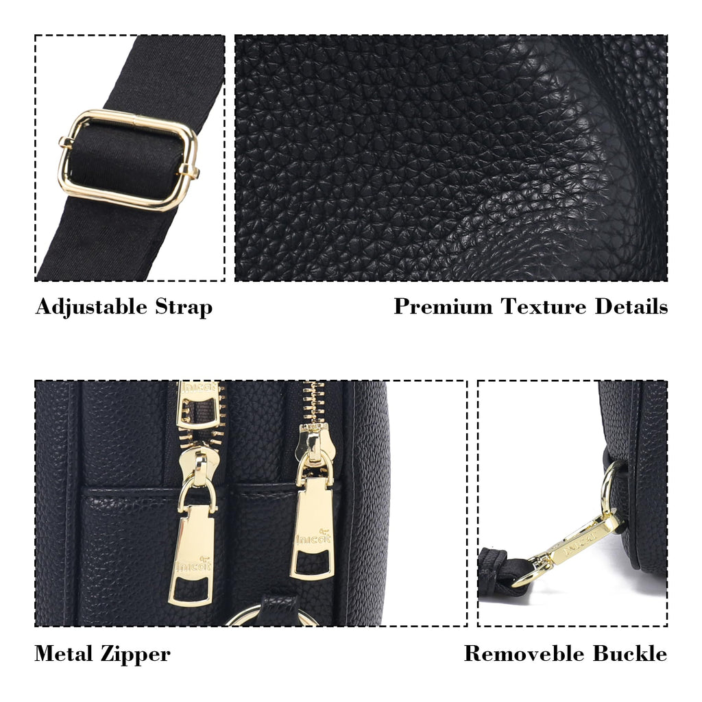 INICAT Small Crossbody Sling Bags Faux Leather Fanny Packs Purses for Women Everyday & Travel