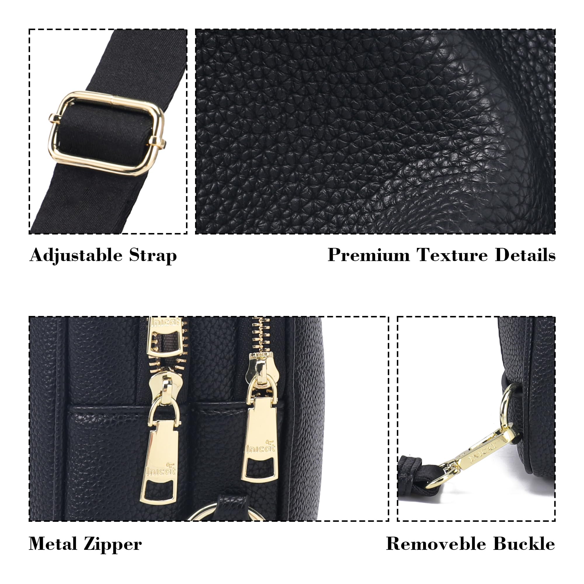 INICAT Small Crossbody Sling Bags Faux Leather Fanny Packs Purses for Women Everyday & Travel
