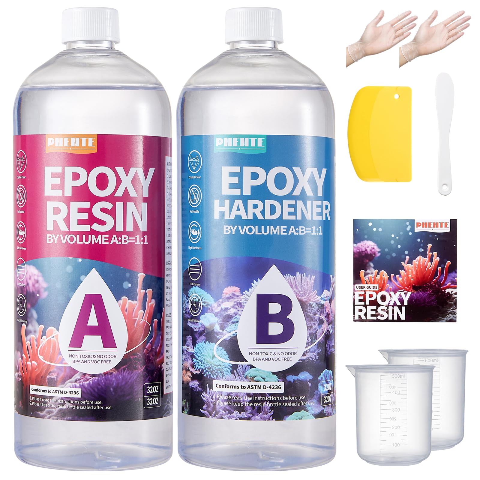 1 Gallon Epoxy Resin Kit, Crystal Clear and Hard Upgraded 2 Part Resin and Hardener for Casting Coating, Countertop, Table top, Art DIY Handcraft Jewelry