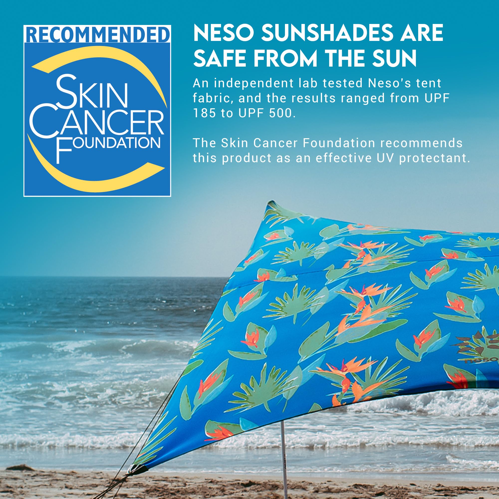 Neso Gigante Portable Beach Tent Sun Shelter - Lightweight Beach Shade Canopy - Easy Setup for Family Outings - Patented Reinforced Corners - UPF 50+ - 8ft Tall, 11 x 11ft - Save The Whales