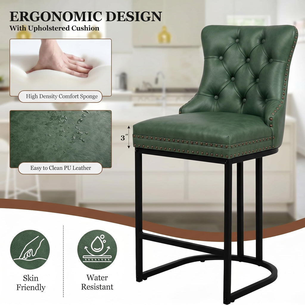 UVV Counter Height Bar Stools Set of 1, 26" Modern Barstools with Back, Velvet Upholstery Counter Chairs with Metal Legs for Kitchen Island, Bar, Counter, Beige