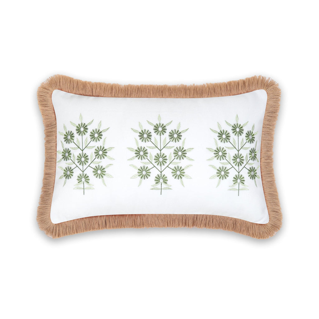 Hofdeco Premium Coastal Patio Indoor Outdoor Lumbar Pillow Cover Only, 12"x20" Water Repellent for Backyard, Couch, Baby Blue Green Floral with Piping