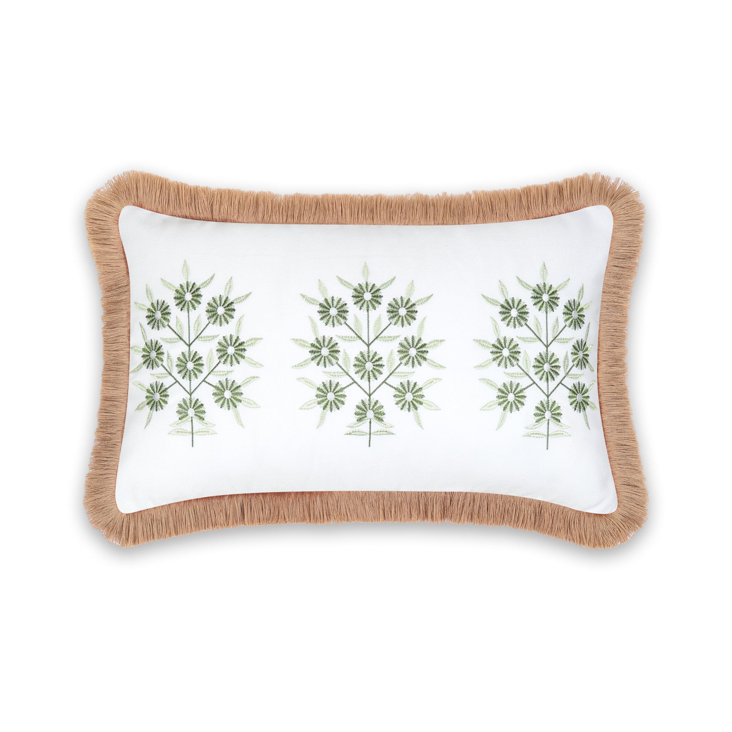Hofdeco Premium Coastal Patio Indoor Outdoor Lumbar Pillow Cover Only, 12"x20" Water Repellent for Backyard, Couch, Baby Blue Green Floral with Piping