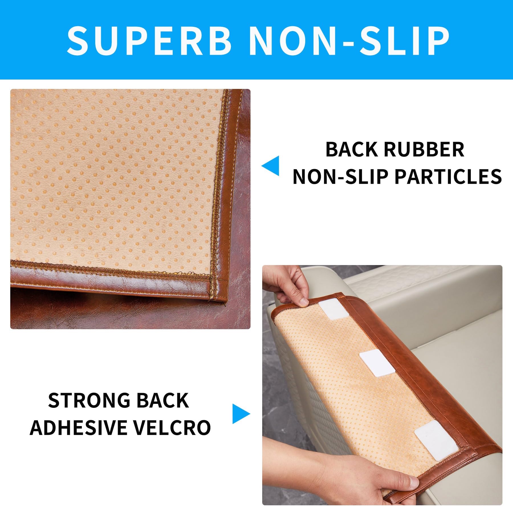 Non Slip Recliner Headrest Protector Washable Faux Leather Headrest Covers for Recliner Chair Waterproof Couch Head Rest Covers for Sofa,Furniture,Office Chair,Theater Seat (Beige)