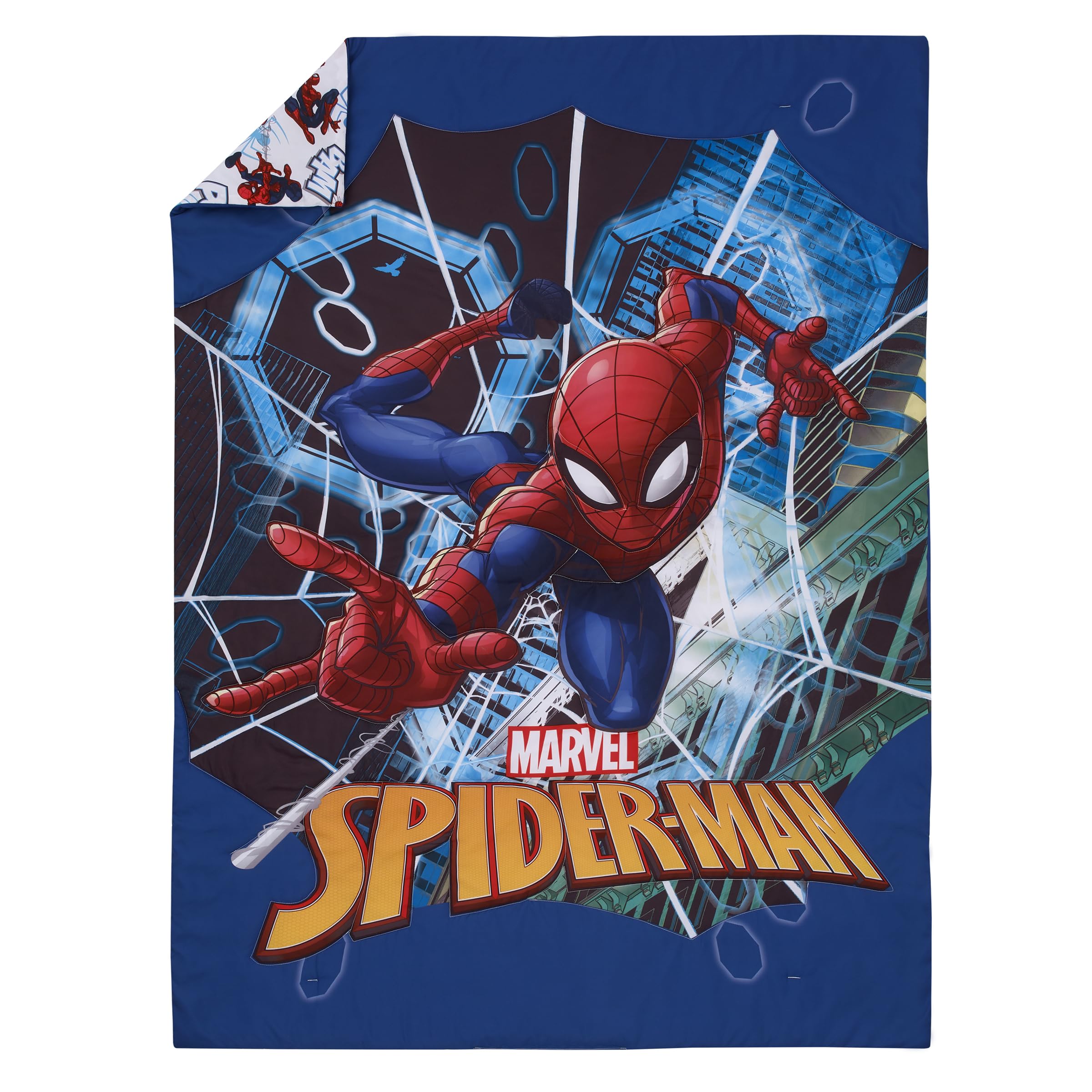 NoJo Marvel The Avengers I Am A Hero Blue, Green, Red, and Yellow 4 Piece Toddler Bed Set - Comforter, Fitted Bottom Sheet, Flat Top Sheet, and Reversible Pillowcase