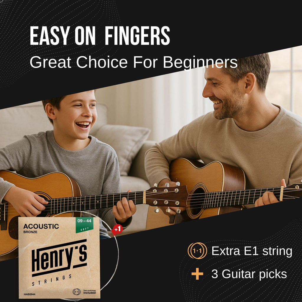 Light Acoustic Guitar Strings 10-47 - Brilliant Sound & Extra E1 String & 3xGuitar Picks - Phosphor Bronze Guitar Strings Acoustic - Acoustic Guitar Strings 6 String Set