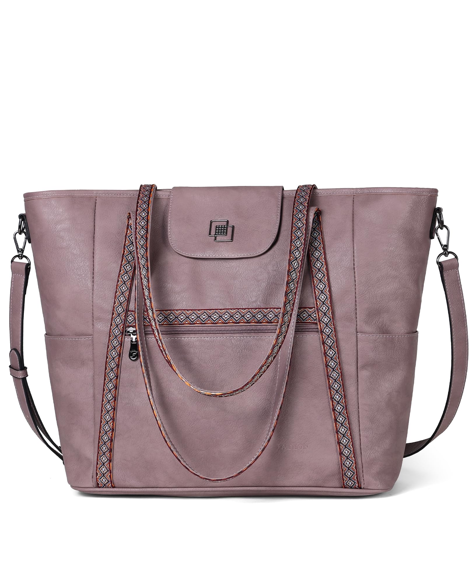 FADEON Large Laptop Tote Bag for Women Designer Leather Laptop Bag Fashion Travel Backpack Purse Shoulder Handbag