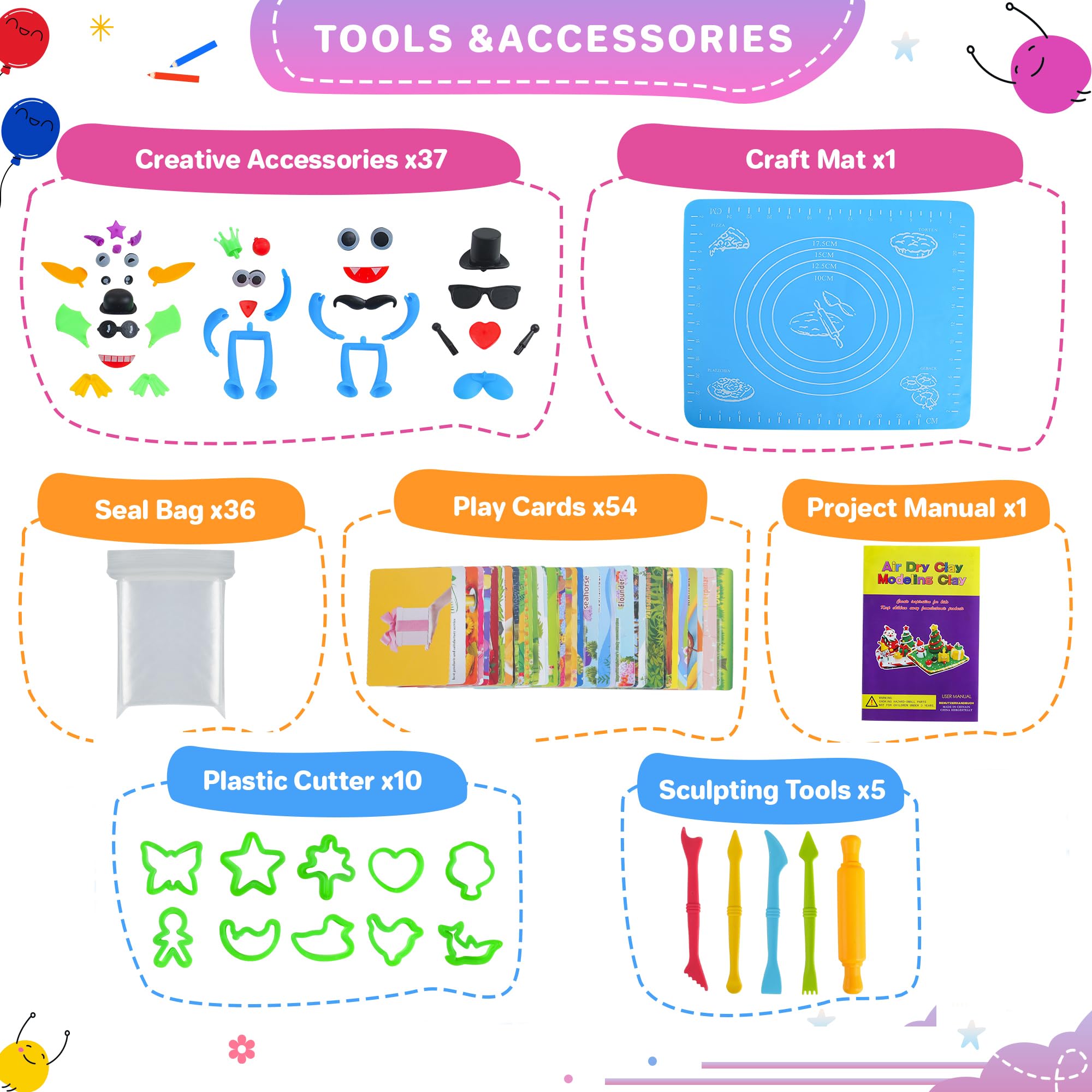 Aestd-ST Air Dry Clay 42 Colors, Modeling Clay for Kids, DIY Magic Clay, Molding Clay Kit with Sculpting Tools, Non-Sticky Soft and Super Light, Arts and Crafts Gift for Boys Girls Kids