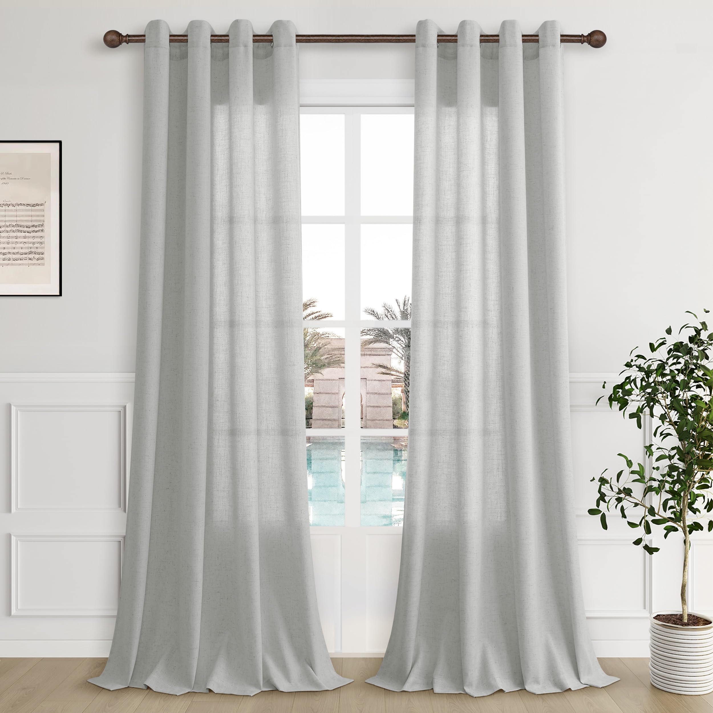 Aersas Black Bedroom Linen Curtains 63 Inch Length 2 Panel Privacy Energy Efficient Semi Sheer Black Linen Drapes for Living Room Modern Farmhouse Grommet Window Curtain for Nursery Office 52x63