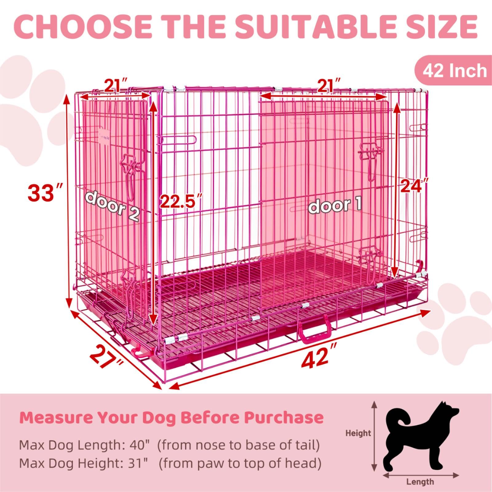 HOMEY PET 24" Gold Color Folding Design Dog Crate Puppy Ertra Small Breed Dog Kennels with Removable Floor Grid and Pull Out Tray, Dog Cage Copper Gold Finish
