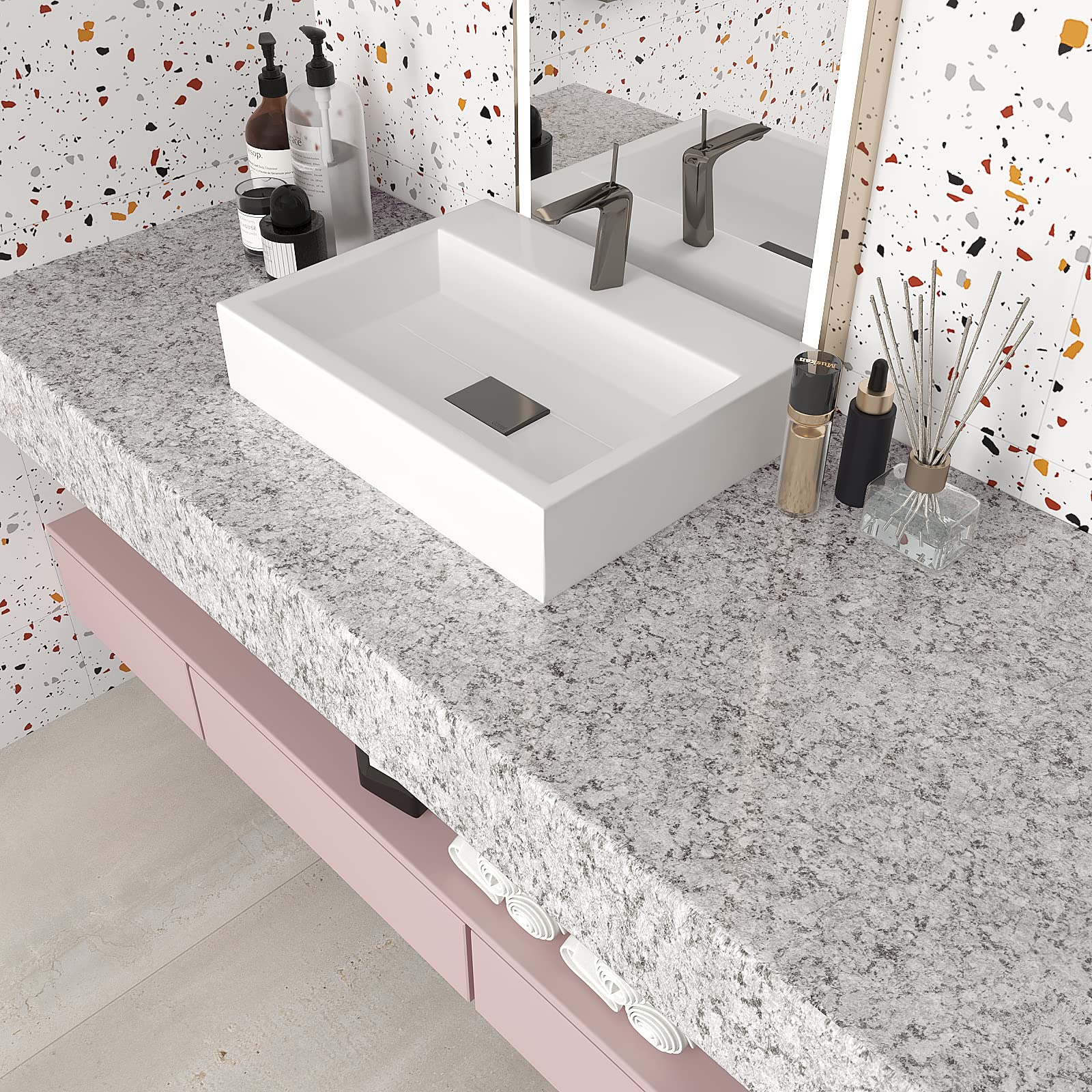 VEELIKE 15.7''x118'' Granite Contact Paper for Countertops Waterproof Self Adhesive Granite Wallpaper Peel and Stick Countertops for Kitchen Bathroom Counter Top Removable Decorative Vinyl Film