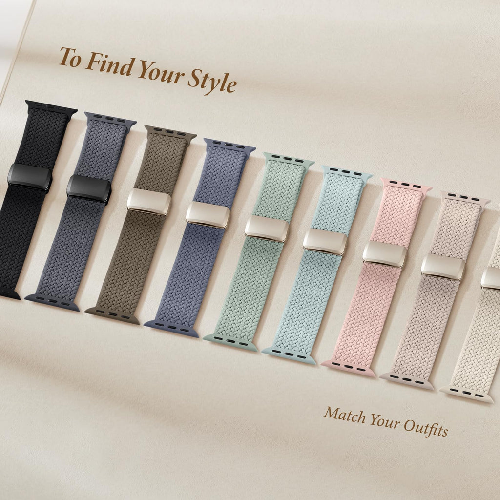 Braided Stretchy Bands with Magnetic Clasp Compatible for Apple Watch Band 38mm 40mm 41mm 42mm 44mm 45mm 46mm 49mm Women Men, Nylon Sport Solo Loop for iWatch Series 11 10 9 8 7 6 5 4 3 Ultra 3 2 1 SE