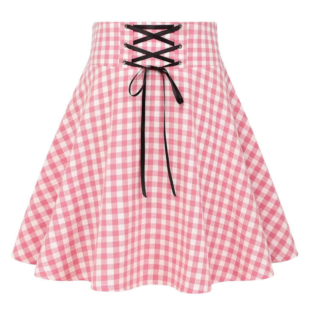 IDEALSANXUN Gothic Plaid Mini Skirts for Women Short High Waist Plaid Skirts