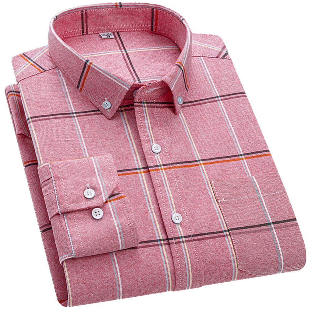 Cromoncent Mens Cotton Oxford Shirt Long Sleeve Button Down Dress Shirts with Pocket