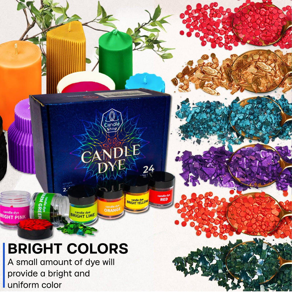 Liquid Candle Wax Dye for Soy Candle Making - 16 Popular Candle Dye Coloring Set - Premium Liquid Candle Wax Coloring - Highly Concentrated Candle Colors