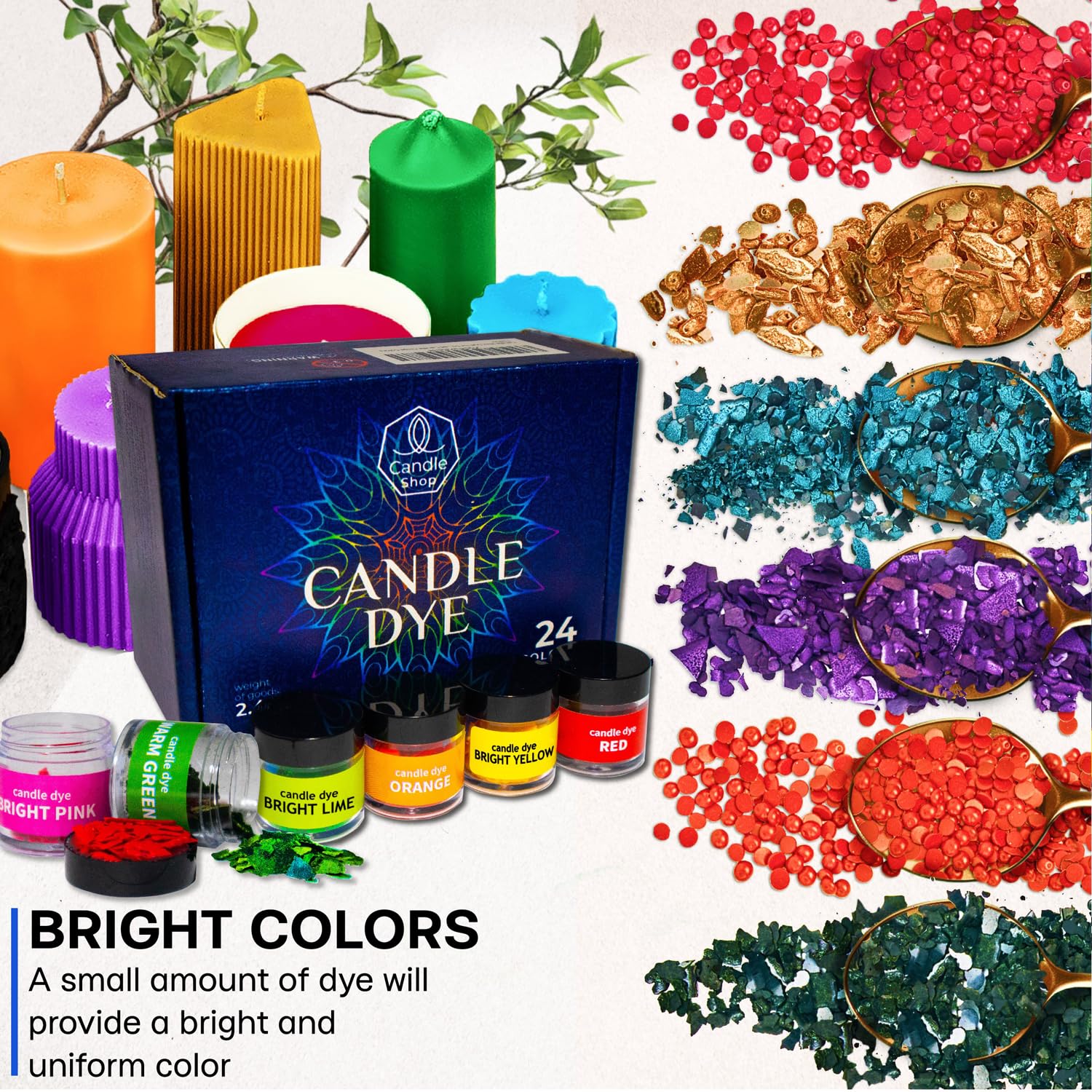 Liquid Candle Wax Dye for Soy Candle Making - 16 Popular Candle Dye Coloring Set - Premium Liquid Candle Wax Coloring - Highly Concentrated Candle Colors