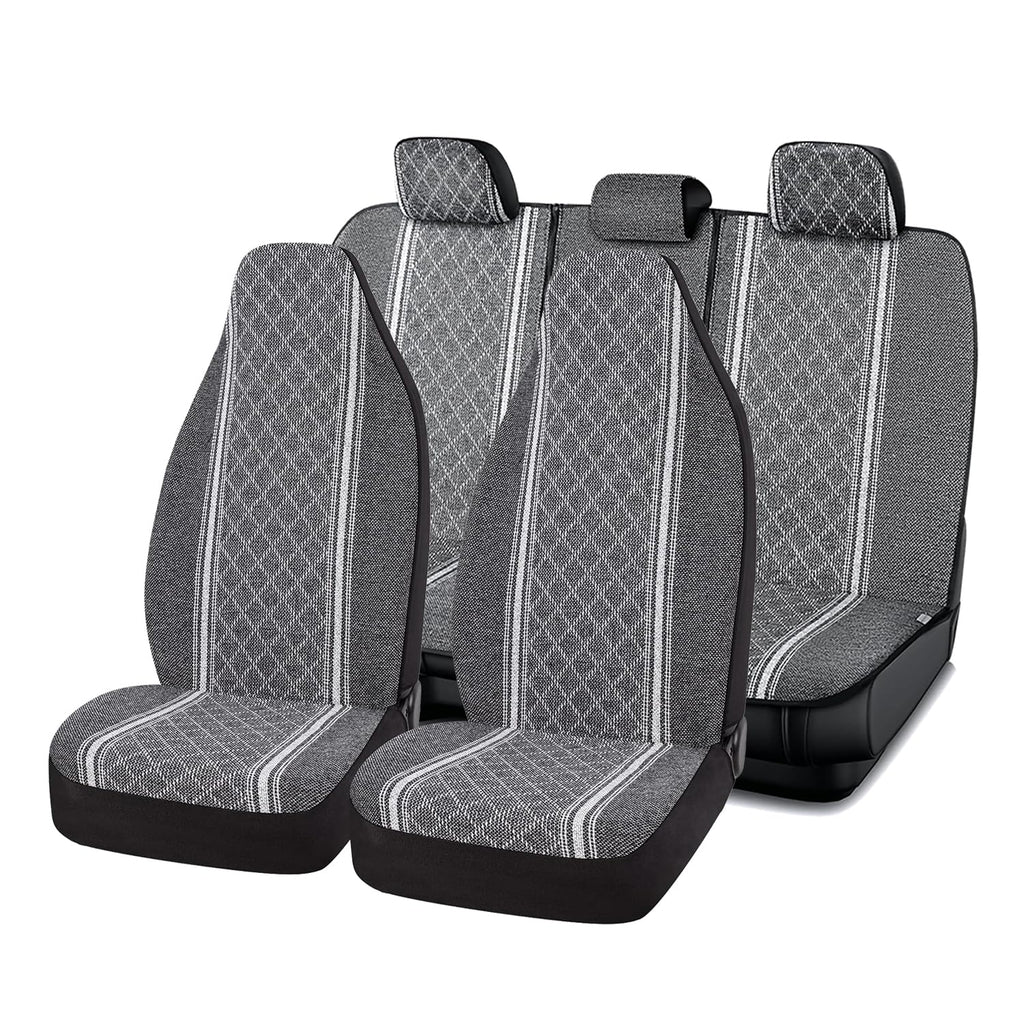 Road Comforts Baja Blanket Seat Covers Gray Diamond Bucket Seat Covers Low Back Full Set - Jacquard Fabric, Airbag Compatible, Universal Fits for Most Cars, Truck, SUV, Vans