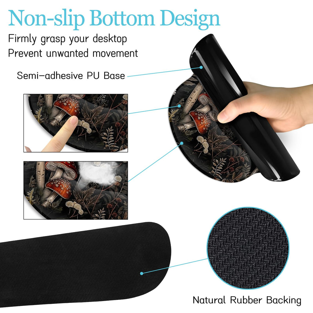 Black Striped Ergonomic Large Desk Mat Set with Wrist Rest