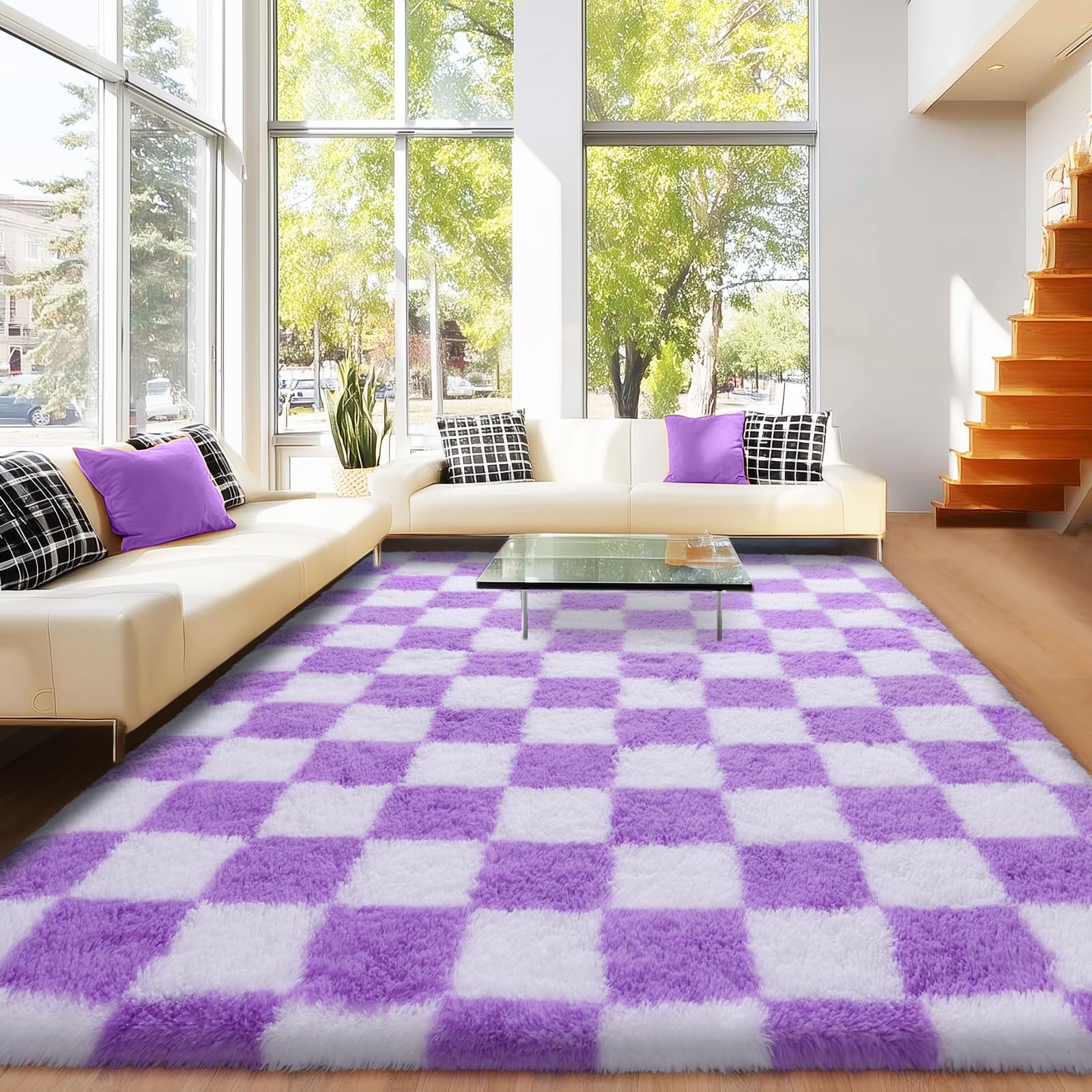 Awaytail Fluffy Rug Washable 2x3 Feet, Pure Black Desk Chair Rug Non-Slip, Super Soft Kids Rug for Boys Nursery Dorm Decor