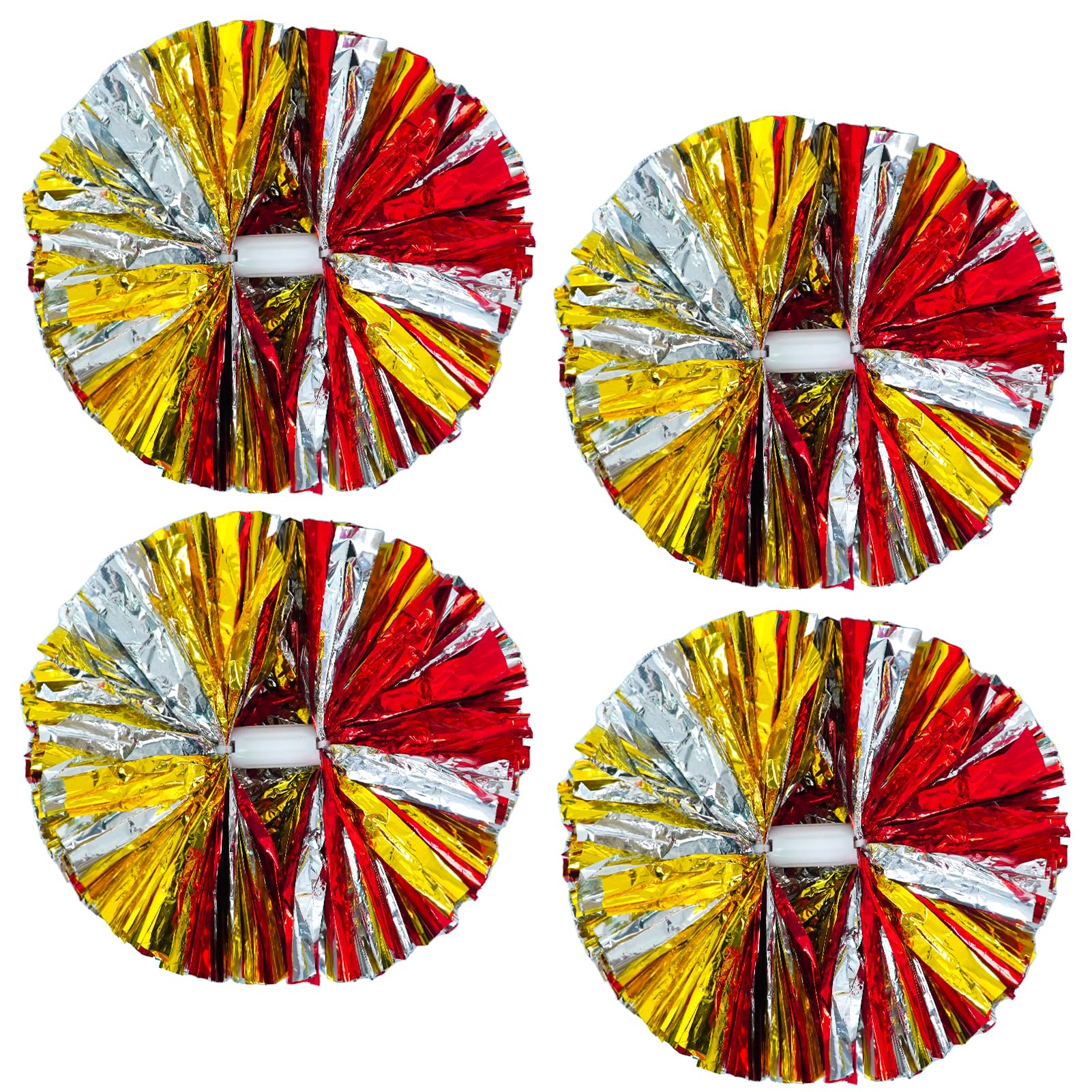 4Pcs Metallic Cheerleading Pom Poms, Creatiee 2 Pair Cheerleader Cheering Squad Pompoms for School Sports Dance Games Team Spirit Cheer