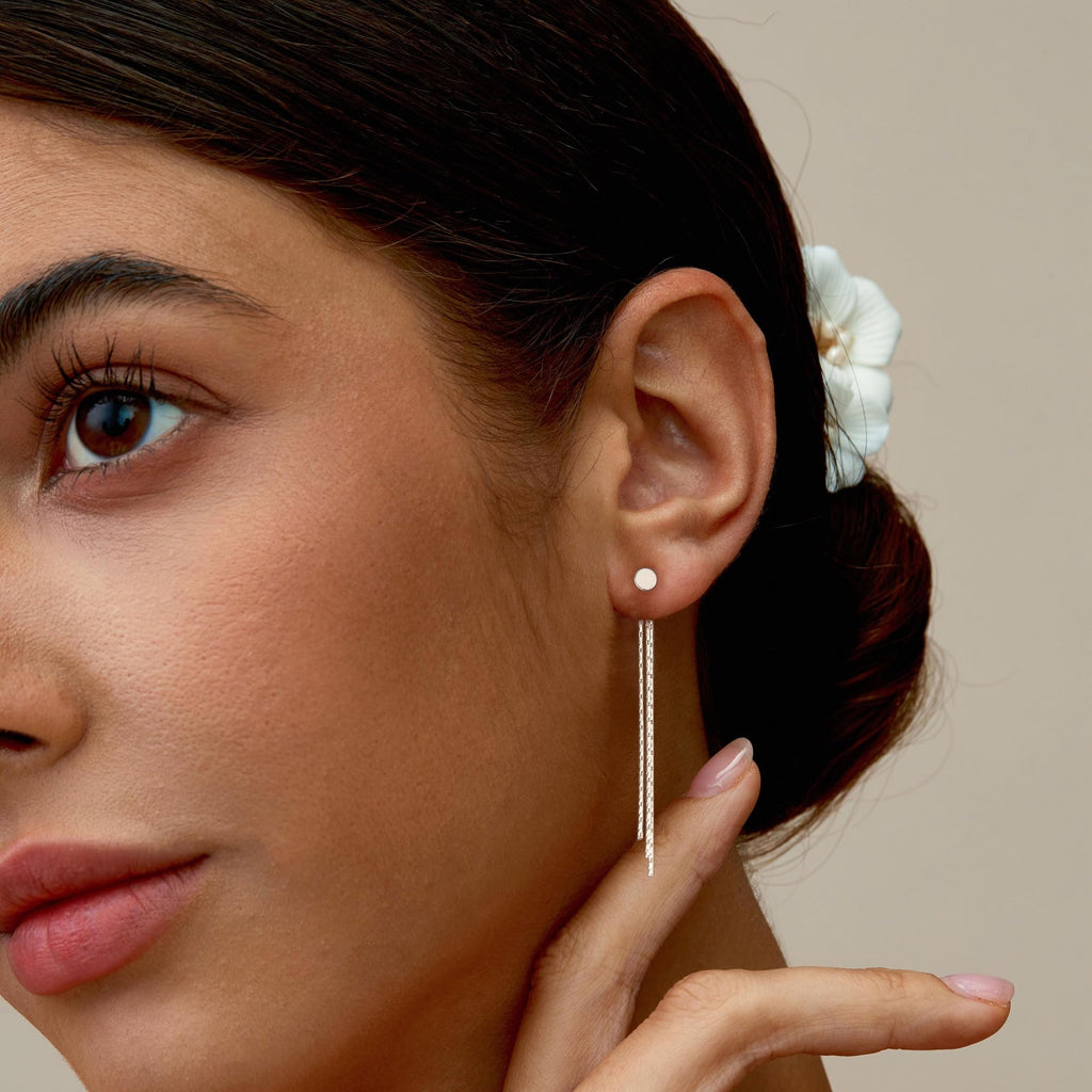 Gold Earrings for Women, 14K Gold Plated Tassel Dangle Earrings for Women Trendy Hypoallergenic Long Chain Earring Dainty Pearl Drop Earrings Elegant Wedding Earring Fashion Jewelry for Womens