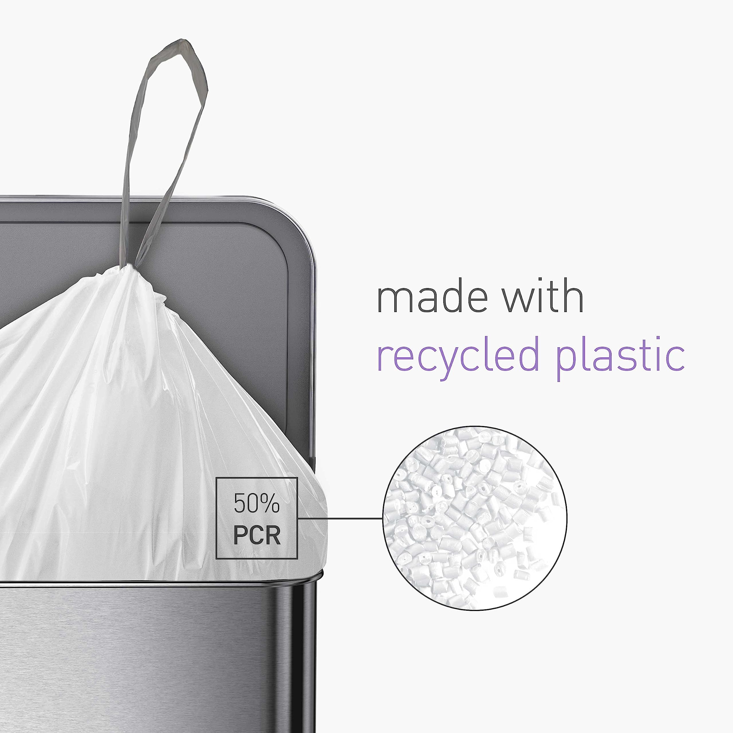 simplehuman Code H 60 Count, Genuine Odorsorb Custom Fit Liners, Drawstring Odor Absorbing Trash Bags in Dispenser Packs, 30-35 Liter / 8-9 Gallon