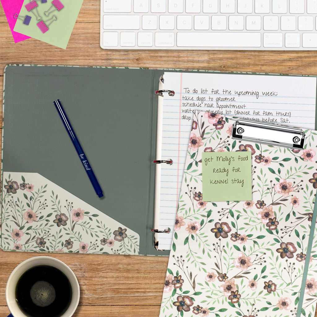Steel Mill & Co Cute Clipboard Folio with Refillable Lined Notepad and Interior Storage Pocket, Black and White Padfolio for Work, Black Dots