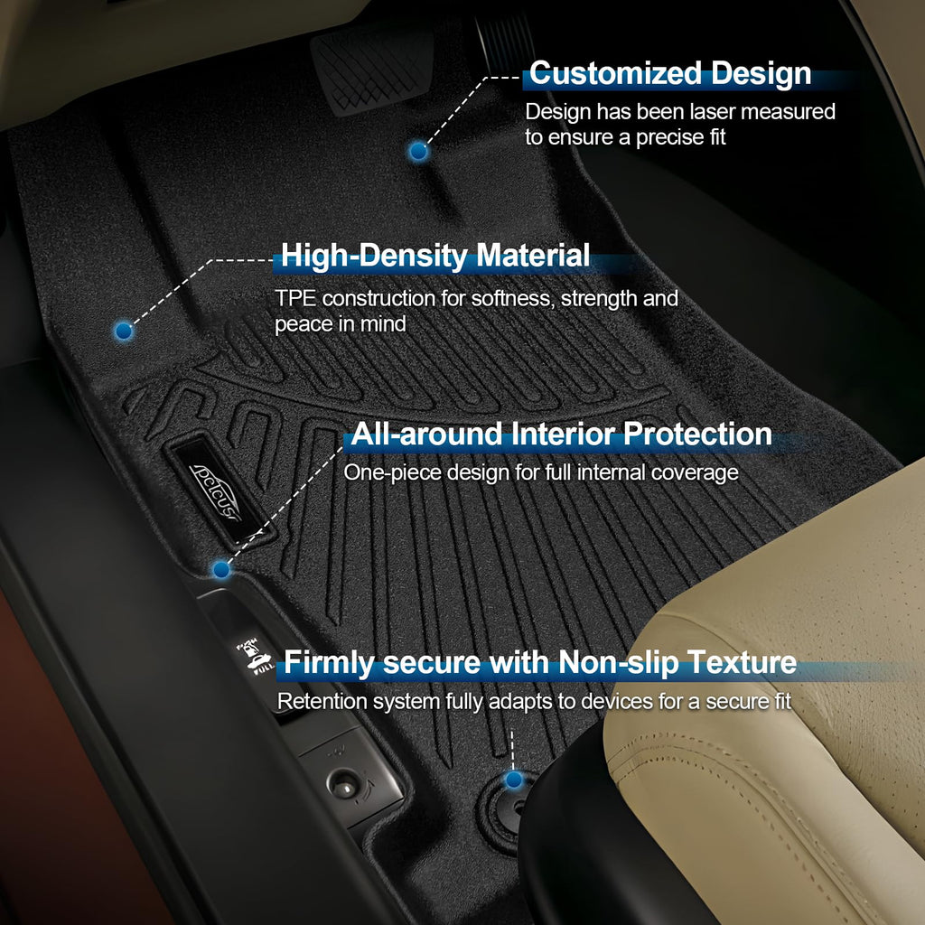 PELEUS Floor Mats for Toyota 4Runner 2003-2009 (4th Gen), All Weather Custom Fit Car Mats & Cargo Liner Set, Odorless TPE Heavy Duty Protection Accessories, Black (Only 5-Seat Models)